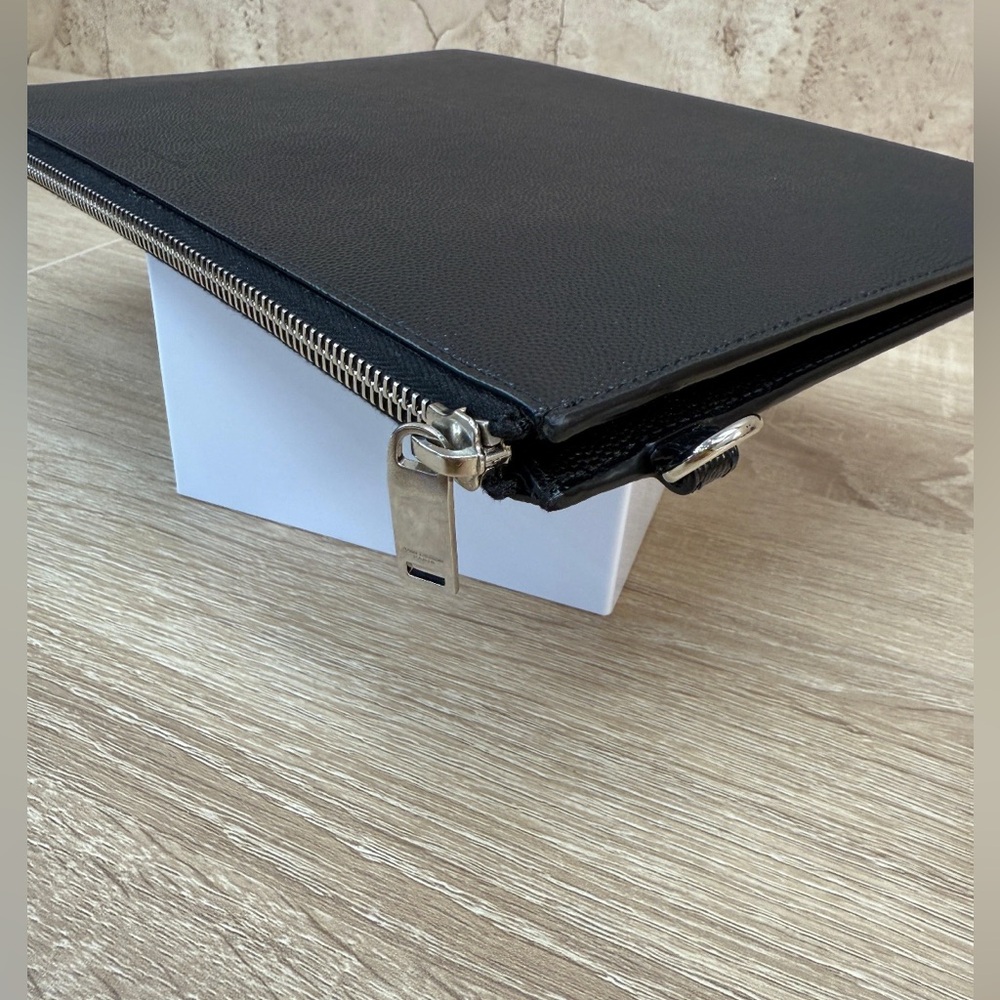 Saint Laurent YSL Black zippy Leather clutch Pouch - Picture 4 of 10